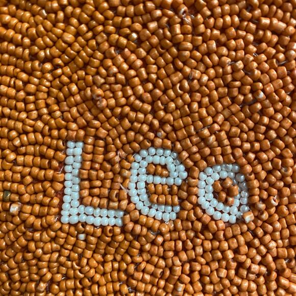 Zodiac Leo Lion Orange Beaded Zipper Mini Bag Coin Purse Hand Wallet 5 x 4 in - Picture 2 of 6